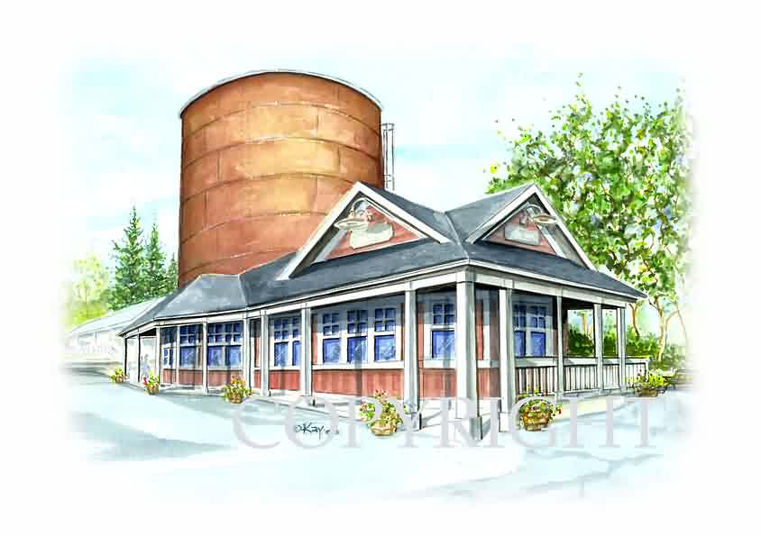 Coal Tower Restaurant Watercolor / St. Mary's Church Watercolor